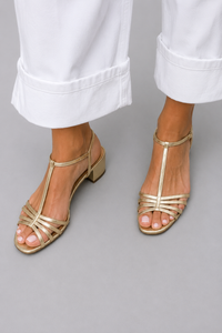 ALLEGRA - Sandalias Doradas Elegantes de Día
