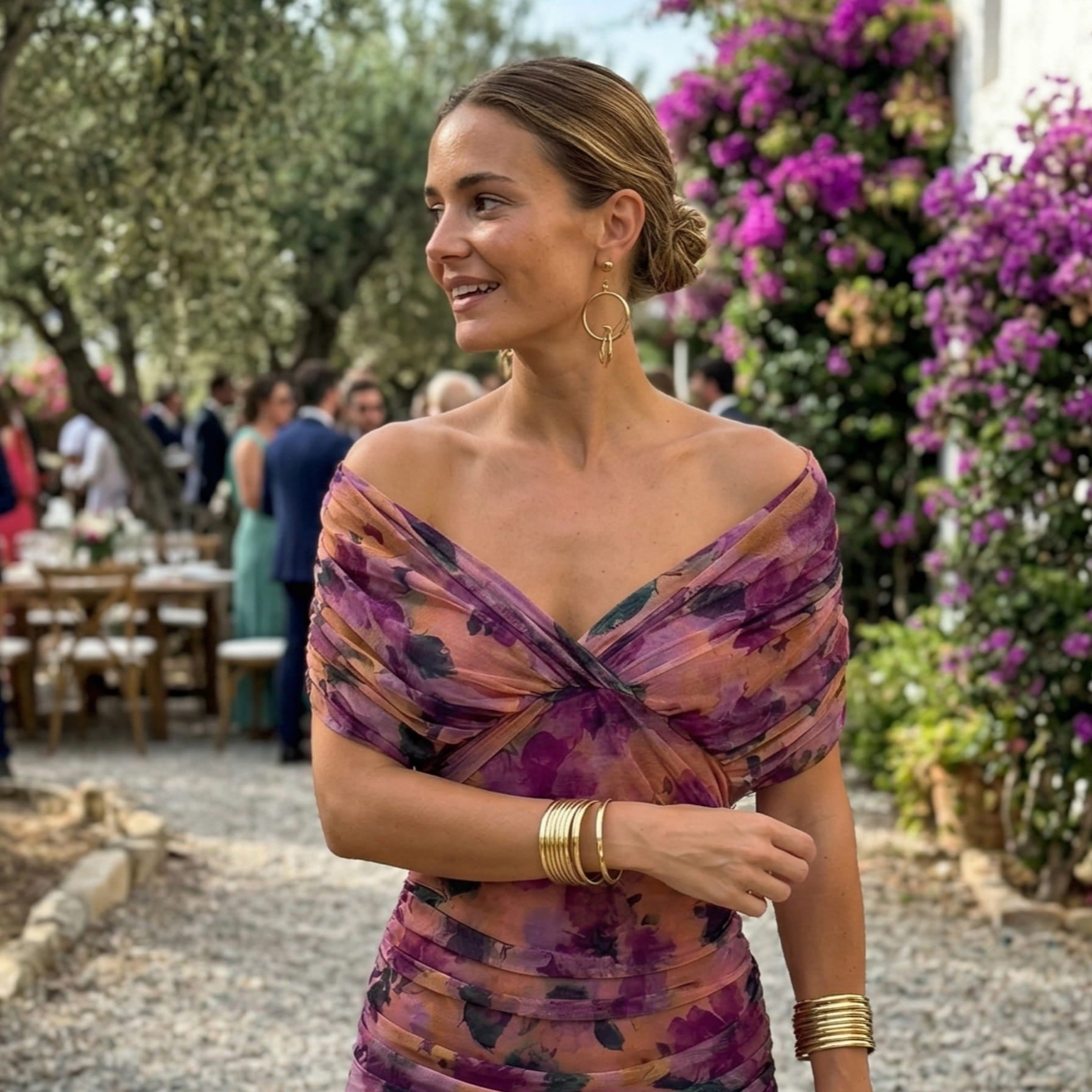 Vestido largo con escote en v