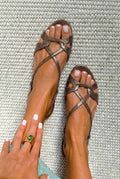 Sandalias Slingback Bajas Efecto Serpiente con Punta Abierta en color Bronce