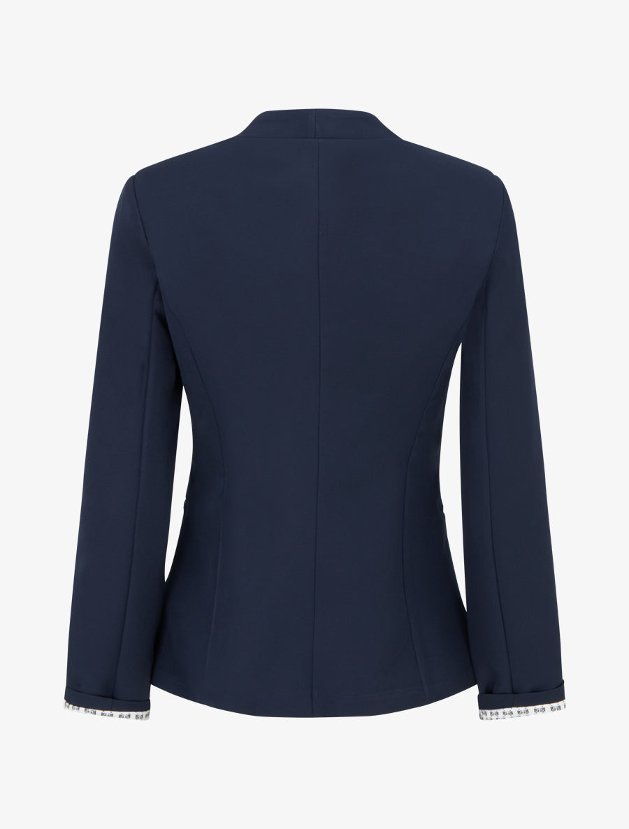 Blazer de Corte Recto con Hombreras - Azul Marino