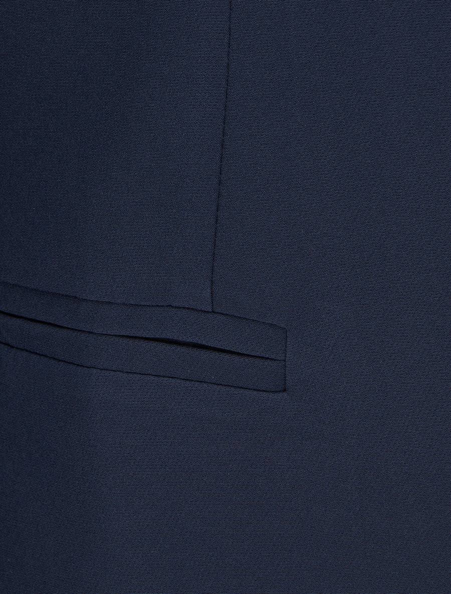 Blazer de Corte Recto con Hombreras - Azul Marino