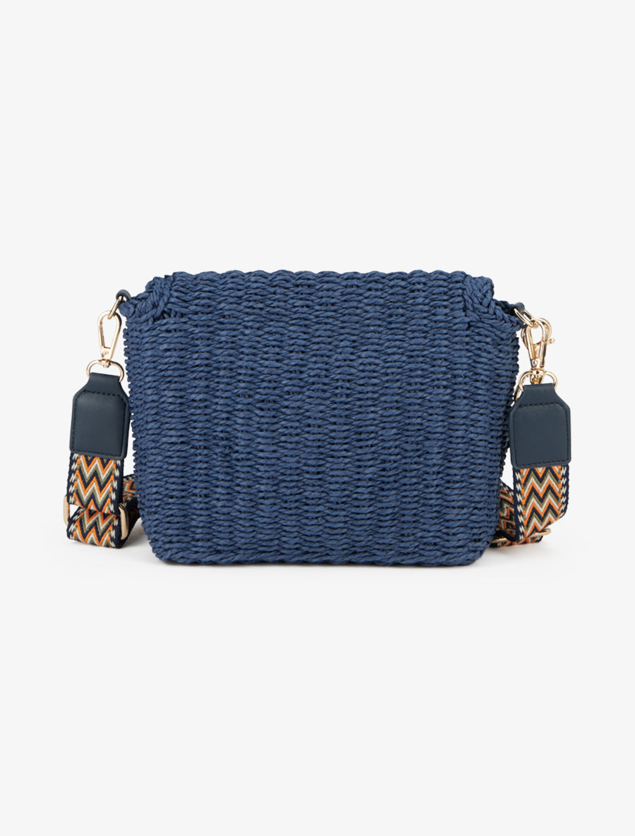 Bolso de Hombro Ariane Efecto Rafia - Azul Marino