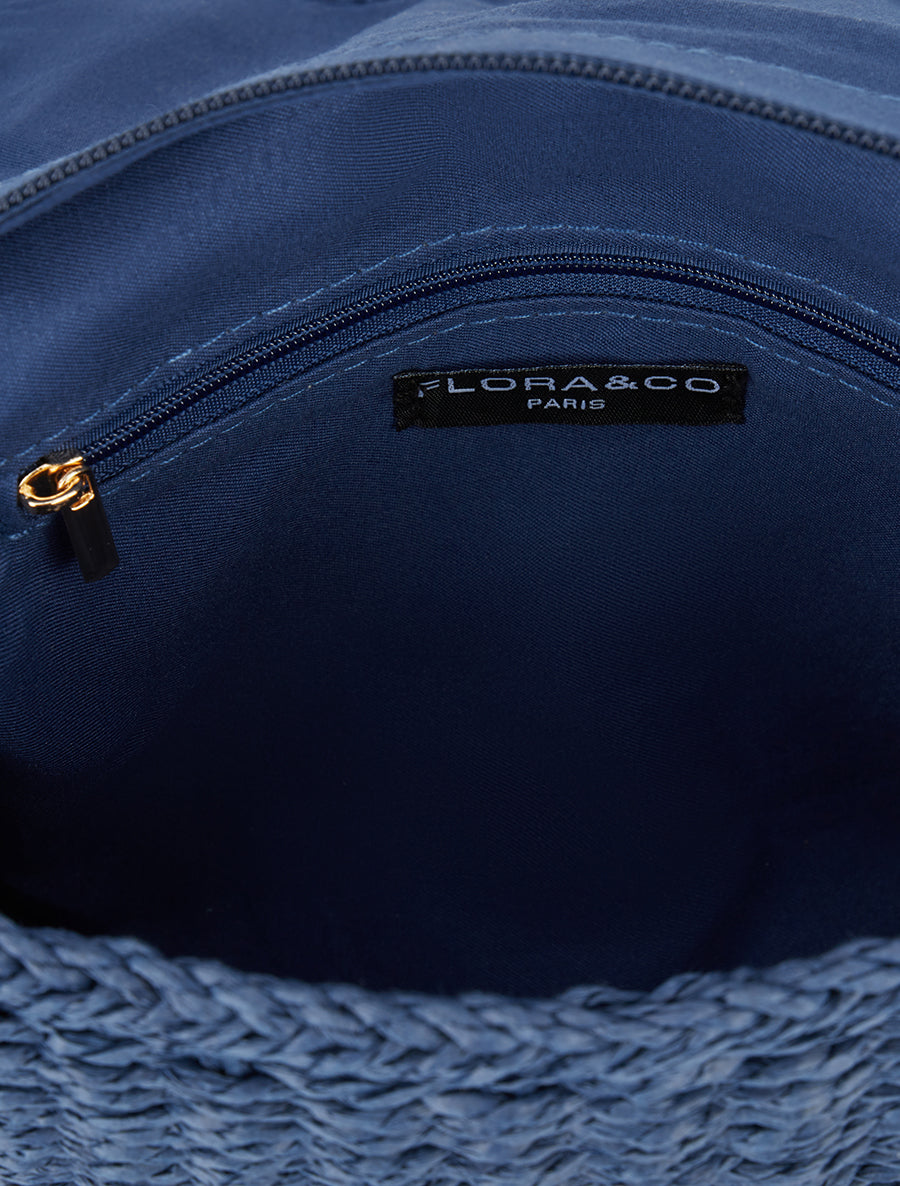 Bolso de Hombro Ariane Efecto Rafia - Azul Marino