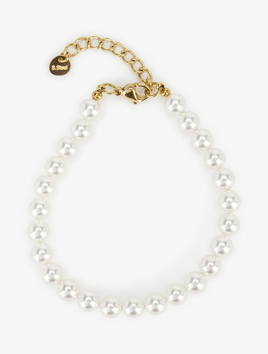 Pulsera de Perlas Efecto Nácar - Dorado/Blanco
