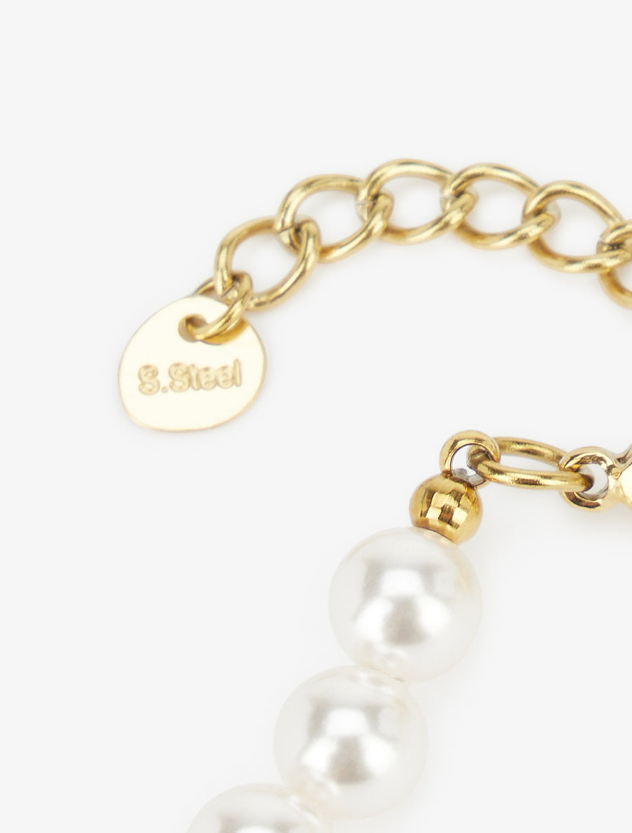 Pulsera de Perlas Efecto Nácar - Dorado/Blanco