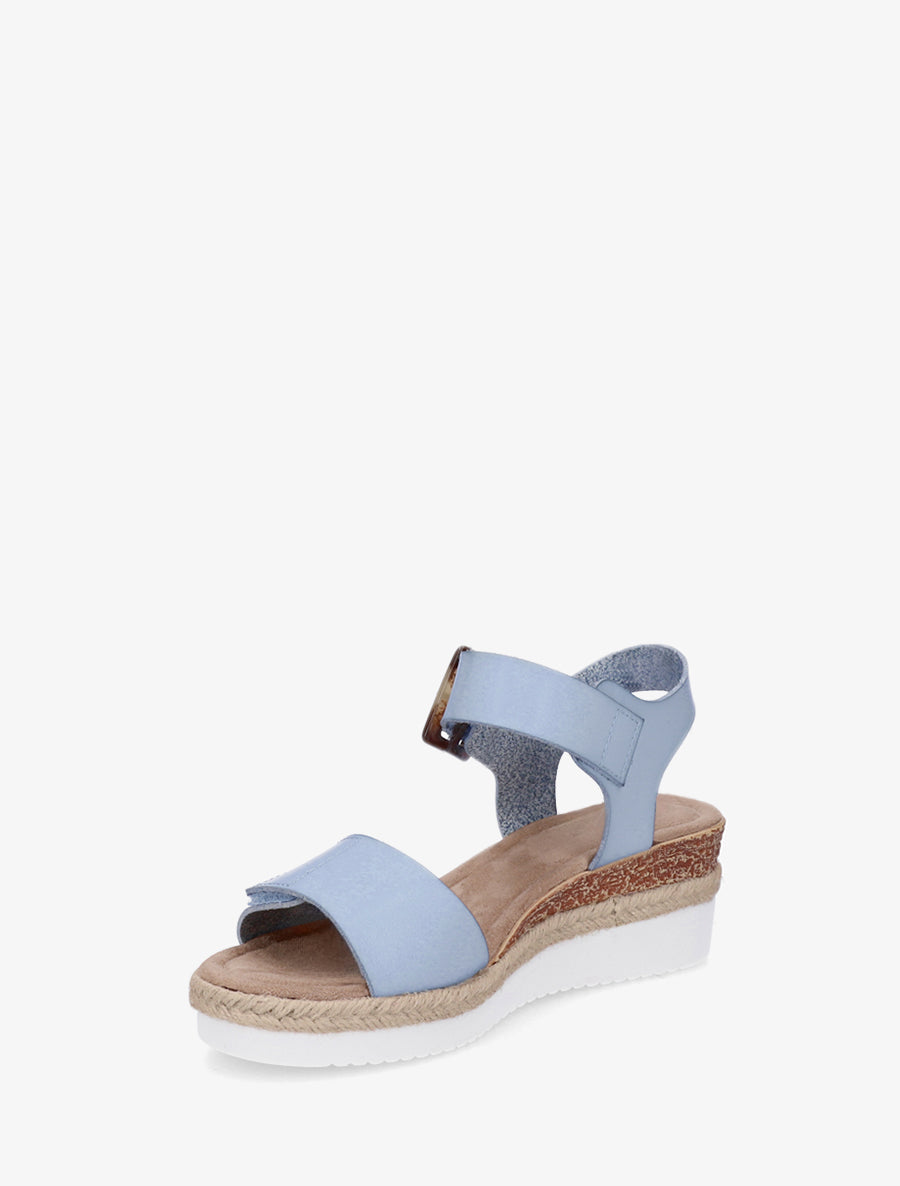 Sandalias de Piel Sintética con Cierre de Velcro - Azul Claro