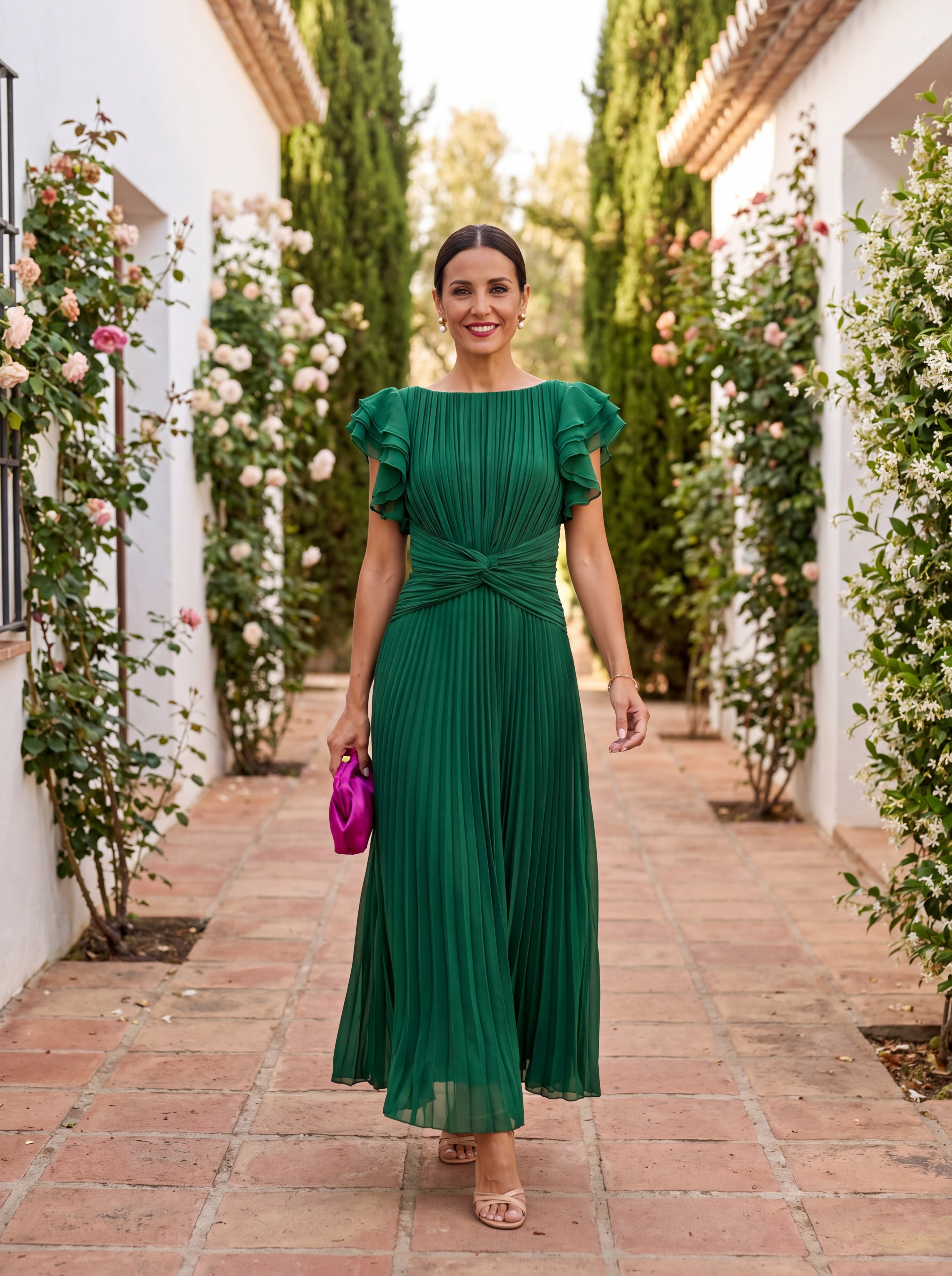 Lara | Vestido de Noche Plisado Elegante