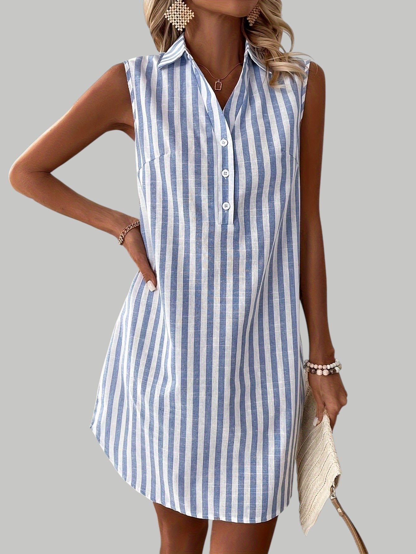 Frenzi Vestido Camisero de Rayas