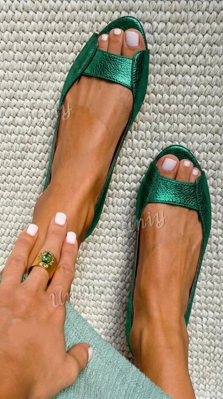 Bailarinas Metalizadas con Punta Abierta en color Dorado