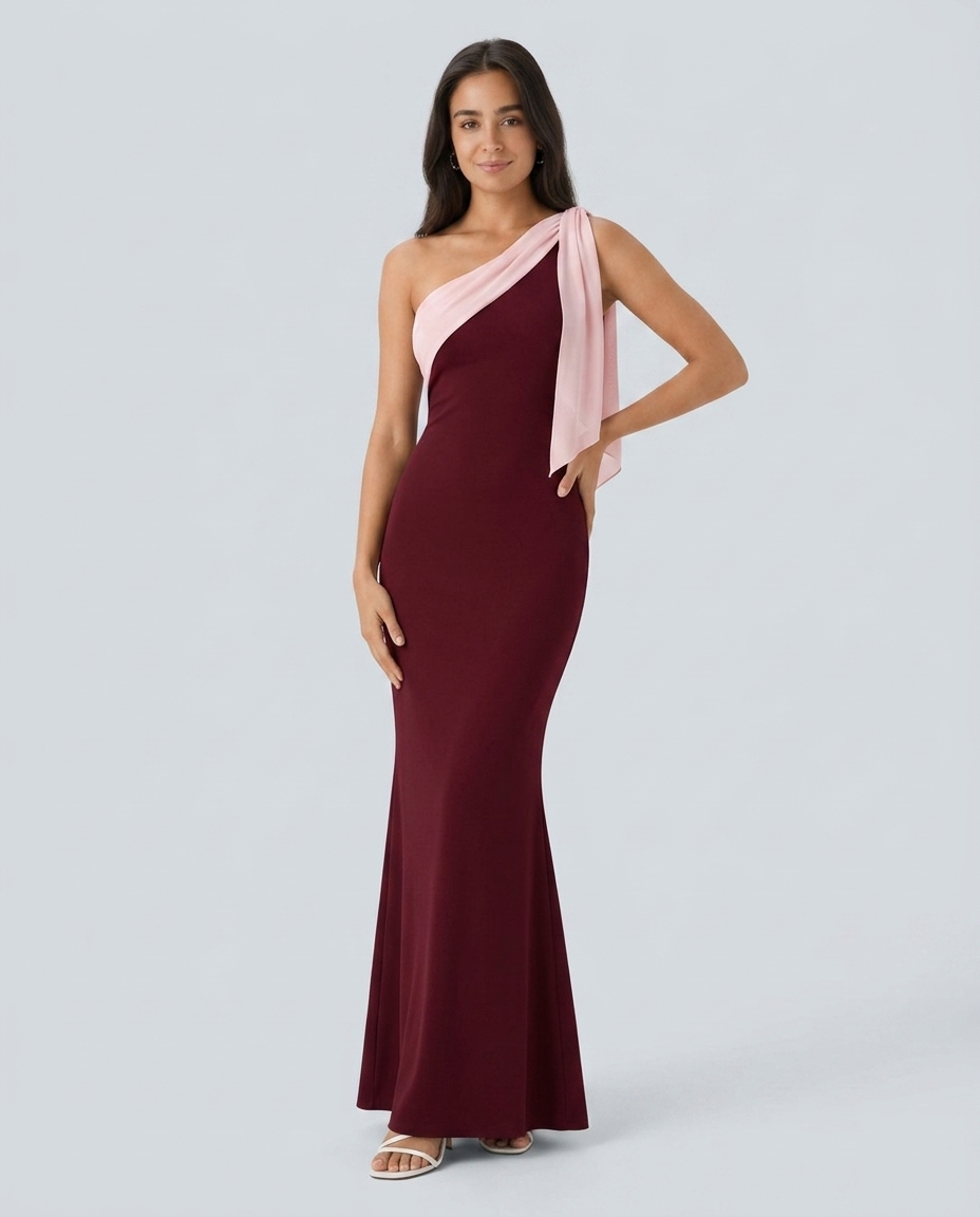Vestido Vivian en Burdeos - modelo AURA PRADO