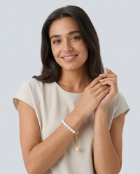 Pulsera de Perlas Efecto Nácar - Dorado/Blanco