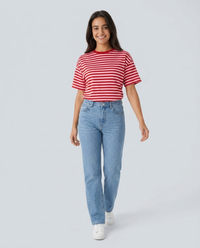 Camiseta de manga corta a rayas imprescindible - Rojo/Rosa