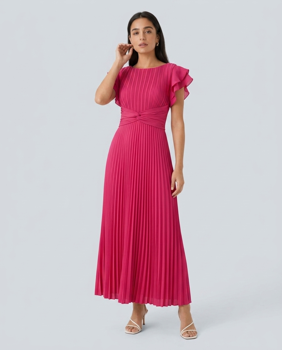 Lara Vestido de Noche Plisado - modelo AURA PRADO