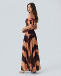 Vestido Estampado Naranja y Marrón - modelo AURA PRADO