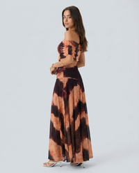 Vestido con Estampado Naranja y Marrón