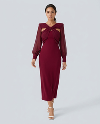 Vestido Midi Elegante Granate