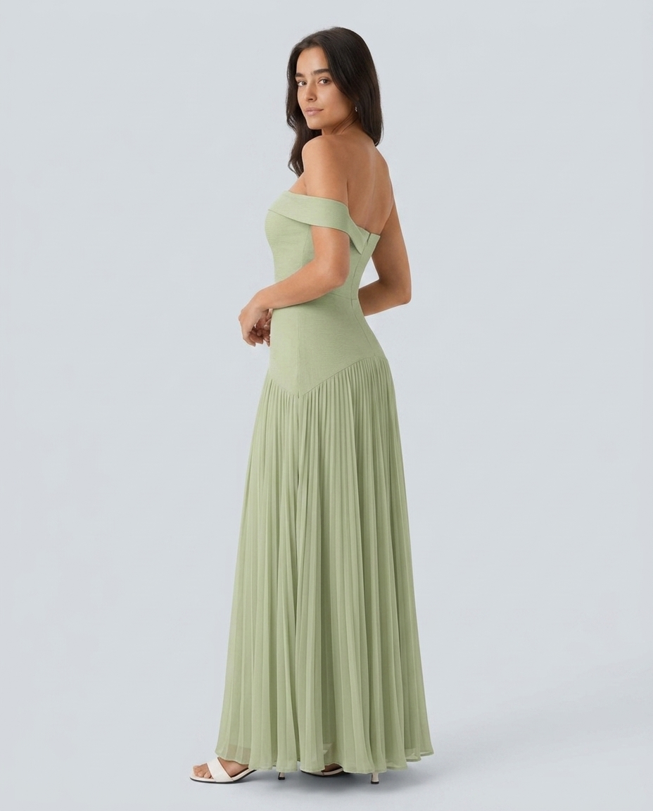 Vestido hombros descubiertos - modelo AURA PRADO
