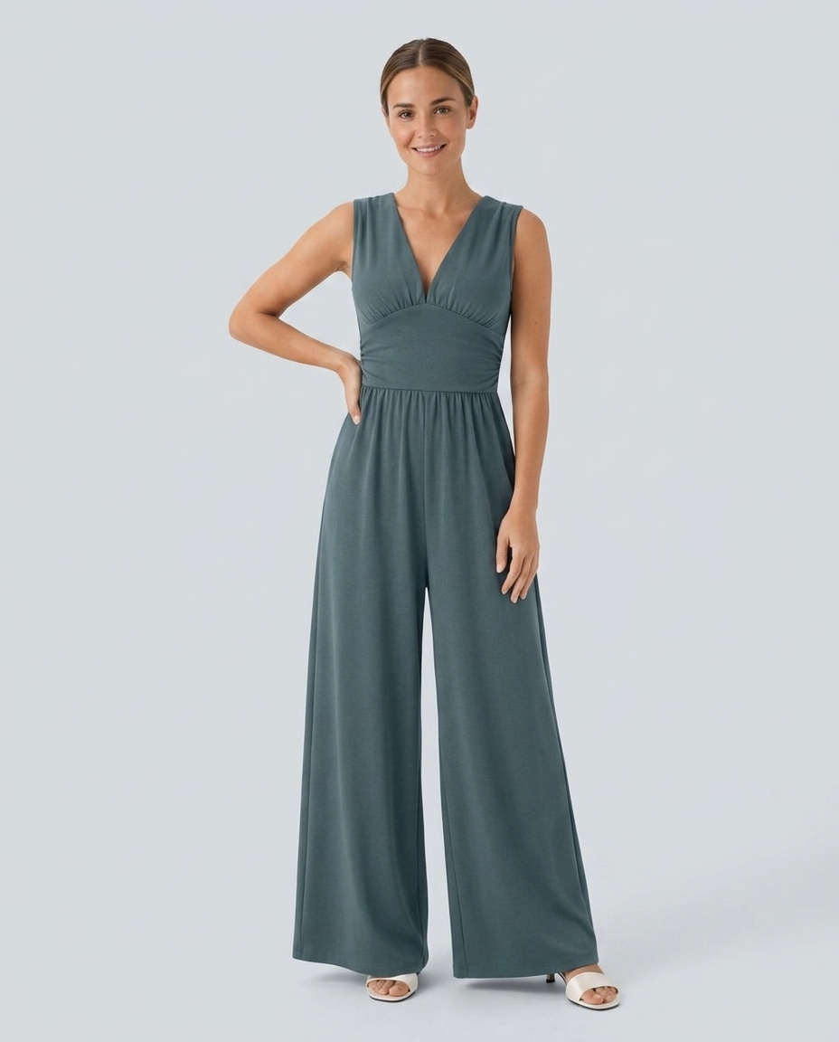 Vestido largo escote en V - modelo AURA PRADO
