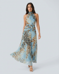 Vestido Maxi Leopardo Azul - modelo AURA PRADO