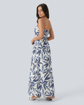 Vestido Largo Estampado Azul - modelo AURA PRADO